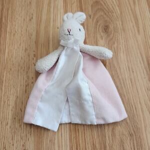 First Friends Bunny Lovey Security Blanket Pink Satin Baby Pacifier Blankie